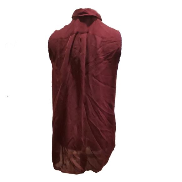 J.crew maroon silk longline sleeveless button up blouse 8 - Picture 3 of 6